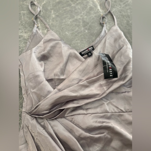 Fashion Nova Purple Ruched Wrap Midi Dress - Picture 3 of 3